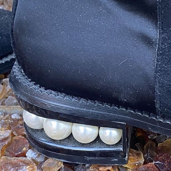 CATHERINE MALANDRINO Black Vegan Suede Over the Knee Pearl Heel Boot 7.5 - Picture 12 of 14